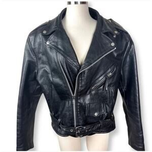 Vintage Wilsons Leather Black Jacket Motorcycle Biker Mad Max Thinsulate